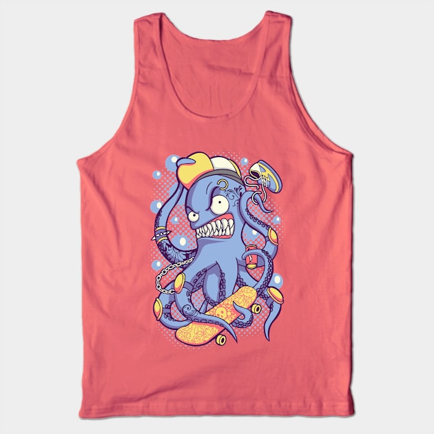 Skater Octopus Tank Top by mertkaratay